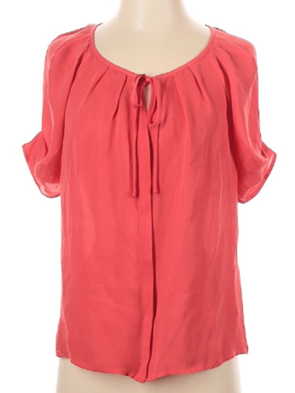 Joie, Coral Silk Short Sleeve Blouse, Sz S